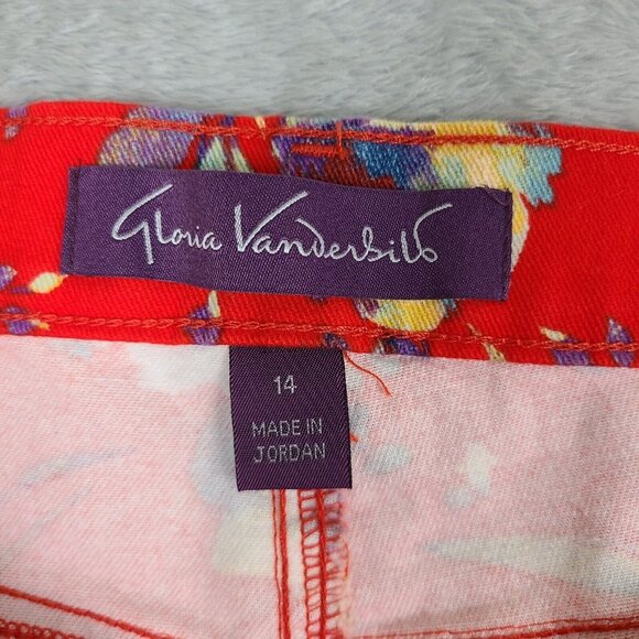 Gloria Vanderbilt Amanda Red Purple Floral Denim Size 14 Average Jean Shorts NWT - Picture 6 of 10